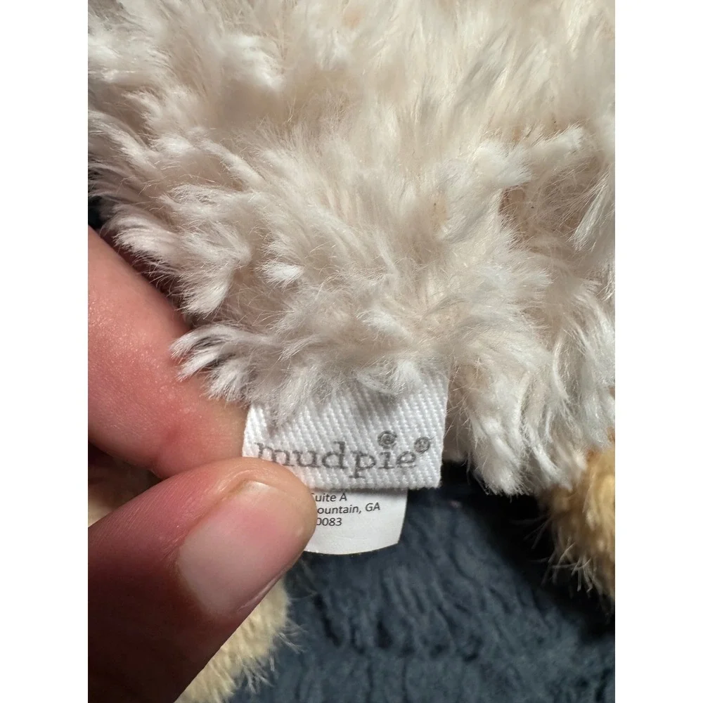 Mud Pie Plush Duckling Stuffed Animal Cream Shaggy Faux Fur Baby Chick 12 inch